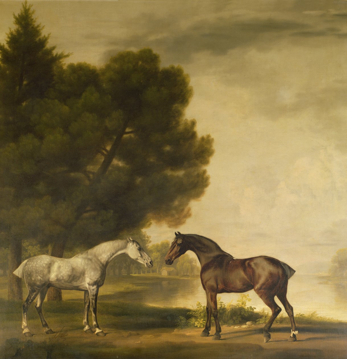 Um cinza e uma baía em uma paisagem de George Stubbs