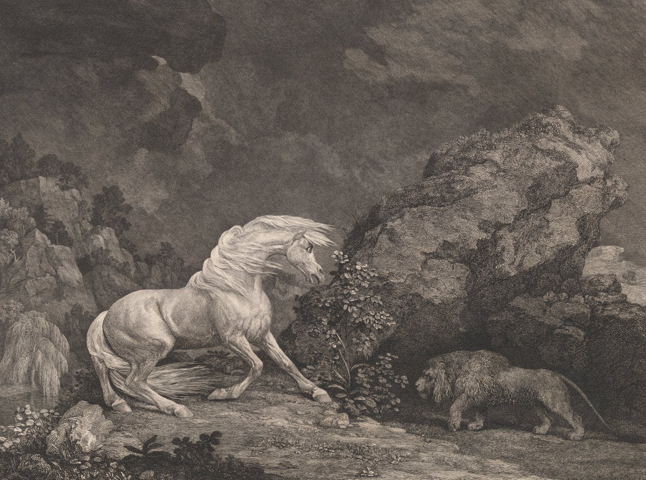 Um cavalo importunado por um leão de George Stubbs