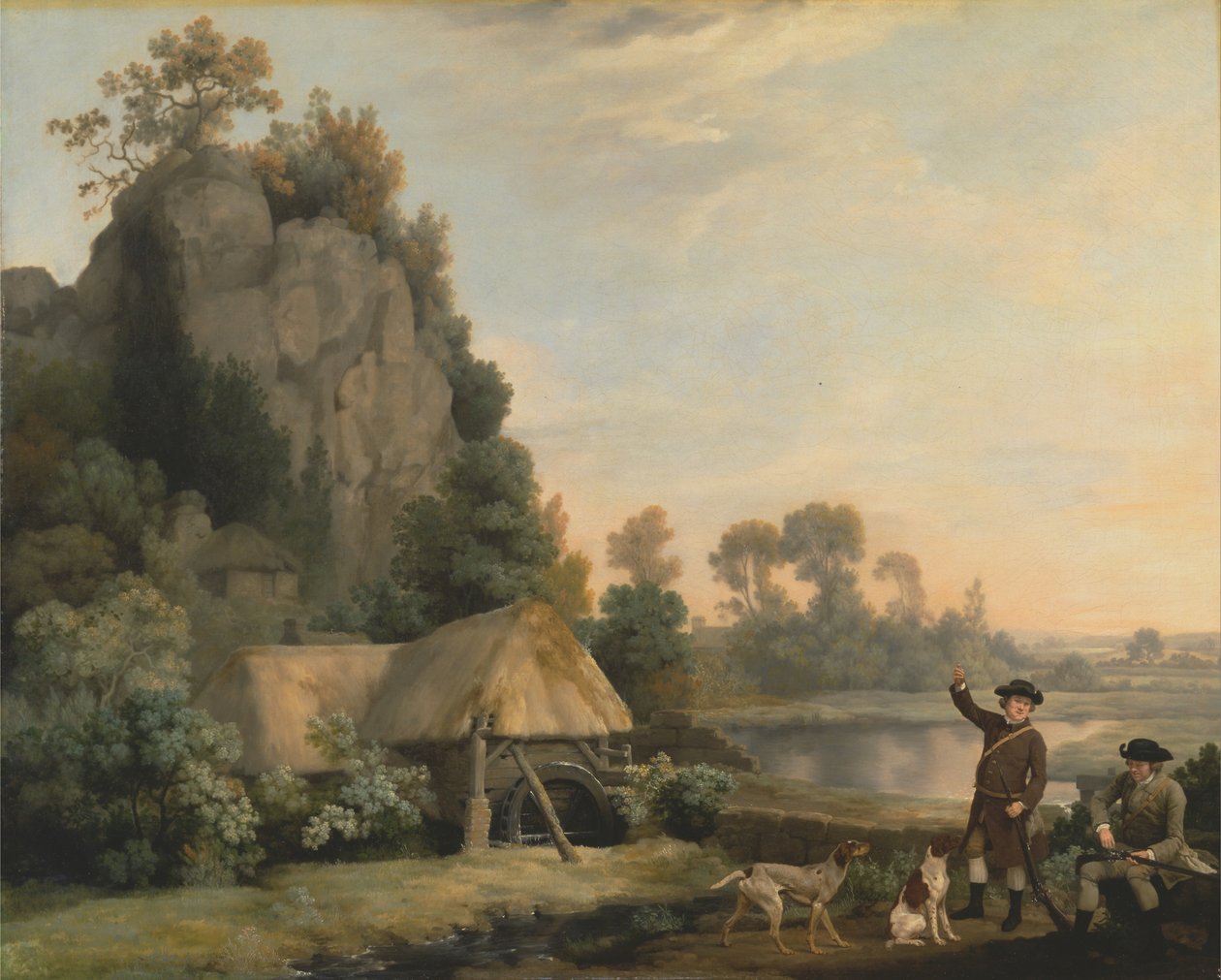Dois senhores indo um tiro, com uma visão de Creswell Crags, tomadas no local de George Stubbs