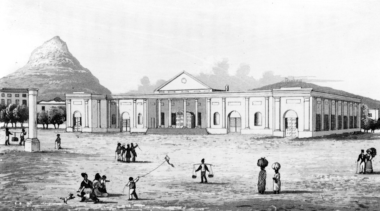 Intercâmbio Comercial, Cidade do Cabo, ilustração de "Viagens e Aventuras na África Austral", de George Thompson, publicada em 1827 de George Thompson