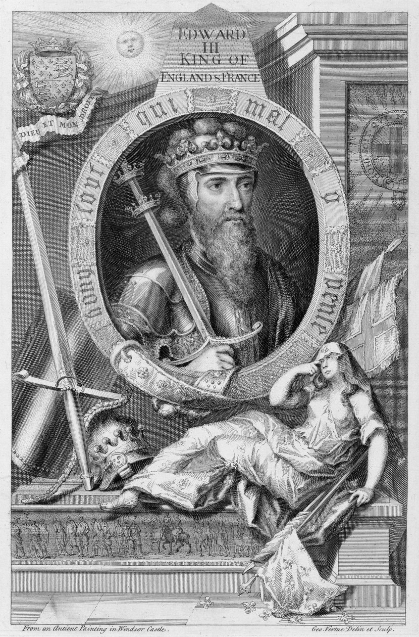 Edward III (1312-77) Rei da Inglaterra de 1327, após uma pintura no Castelo de Windsor, gravada pelo artista de George Vertue