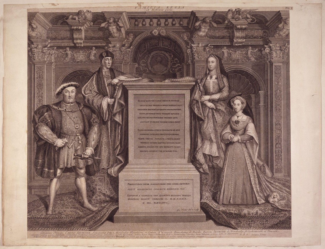 O rei Henrique VIII; O rei Henrique VII; Elizabeth de York; Jane Seymour por Hans Holbein de George Vertue