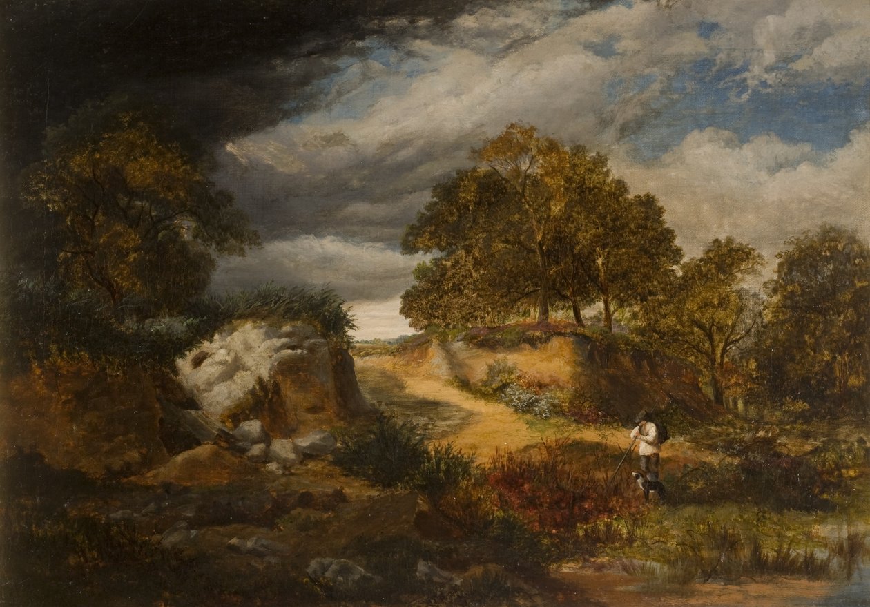 Paisagem com figura e cão de George Vicat Cole