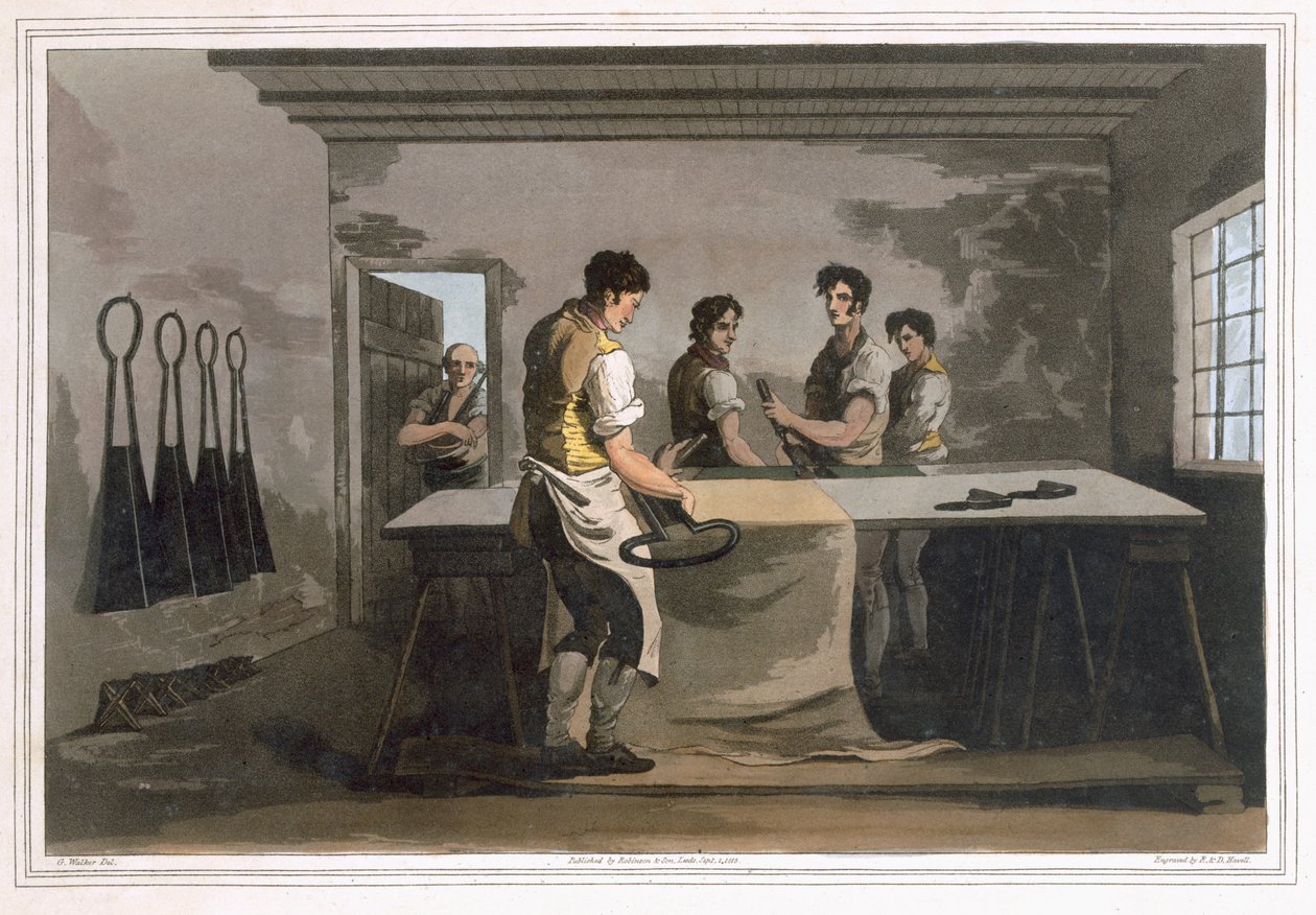 Cômodas de pano, de "Traje de Yorkshire" gravada por Robert Havell (1769-1832), 1814 de George Walker
