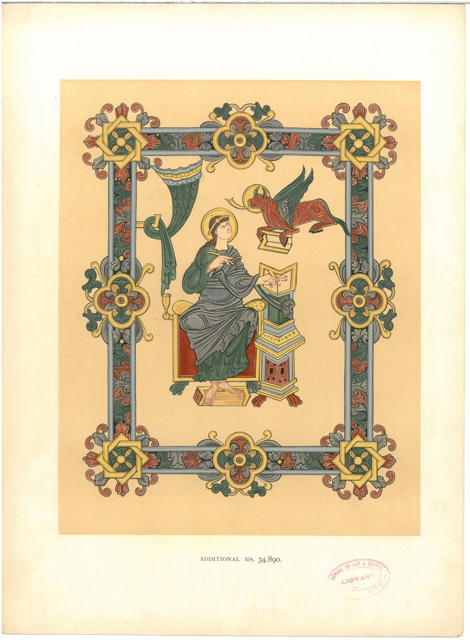 Placa de &39;Manuscritos Iluminados no Museu Britânico: Miniaturas, Fronteiras e Iniciais&39; de George Augustus Wallis