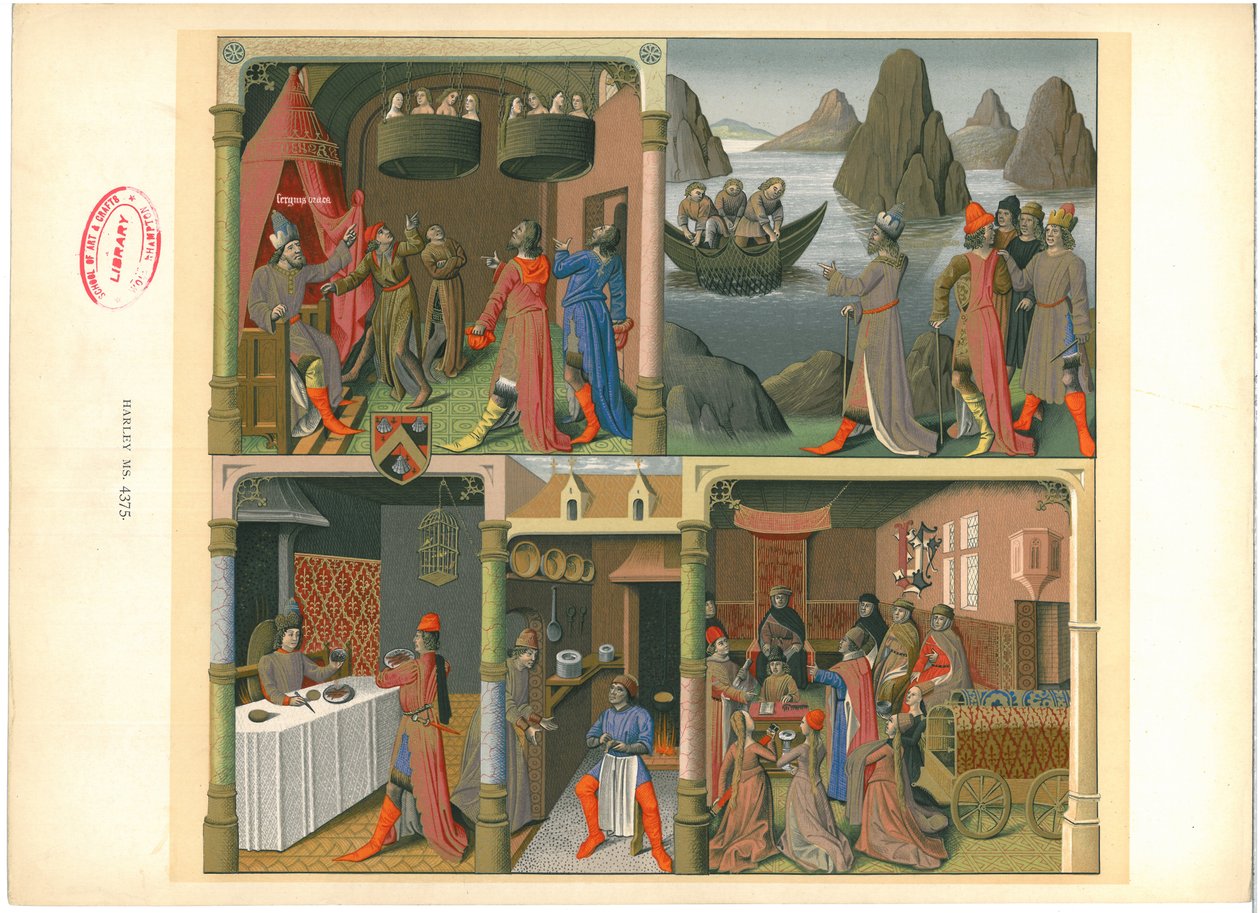 Placa de &39;Manuscritos Iluminados no Museu Britânico: Miniaturas, Fronteiras e Iniciais&39; de George Augustus Wallis