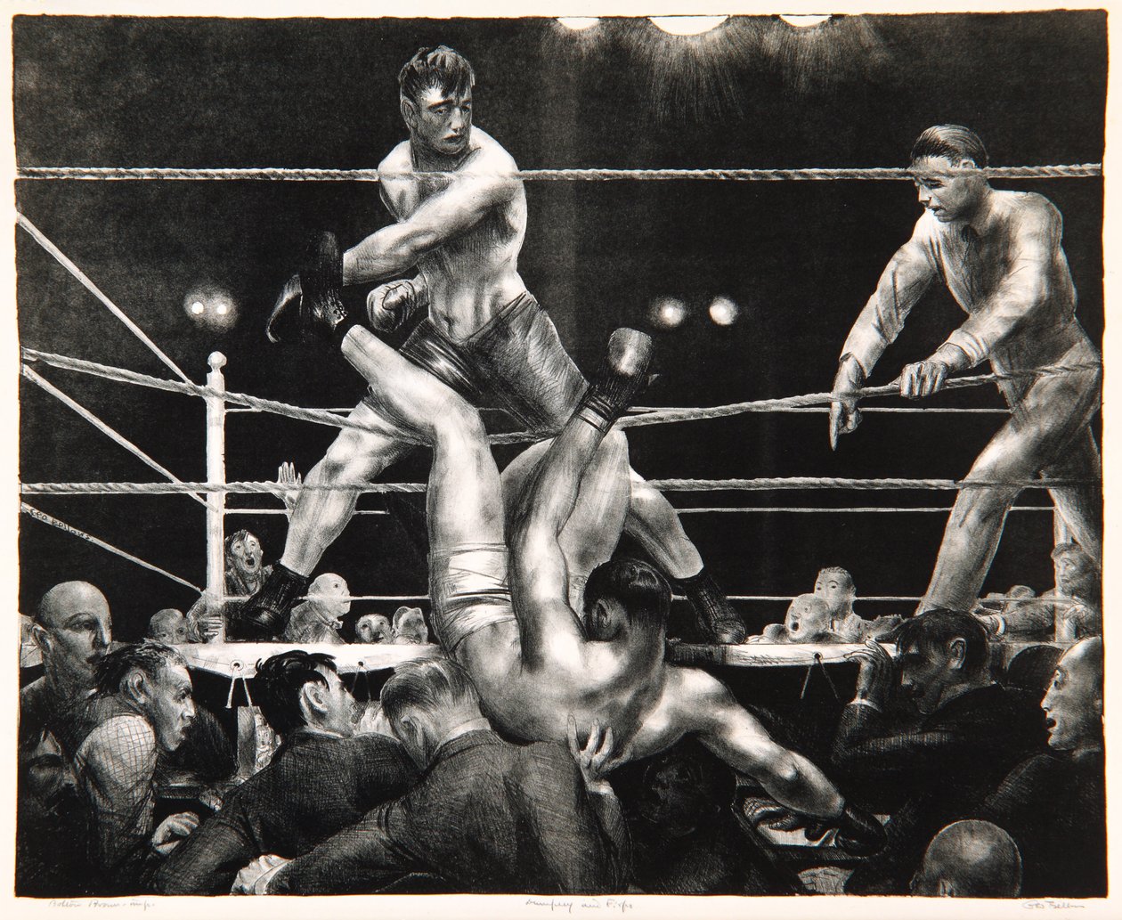 Dempsey e Firpo, 1923-24 de George Wesley Bellows