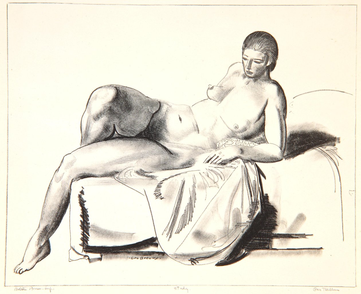Estudo nu, clássico em um sofá, 1923-24 de George Wesley Bellows