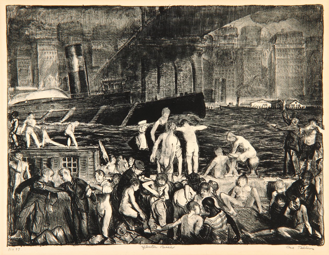 Praia Splinter, 1916 (litografia) de George Wesley Bellows