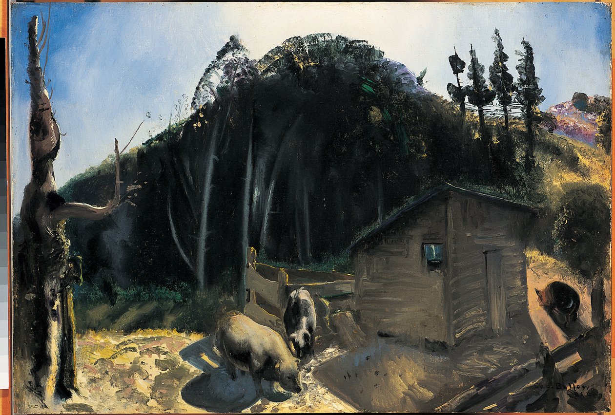 Três Porcos e uma Montanha, c.1922 de George Wesley Bellows