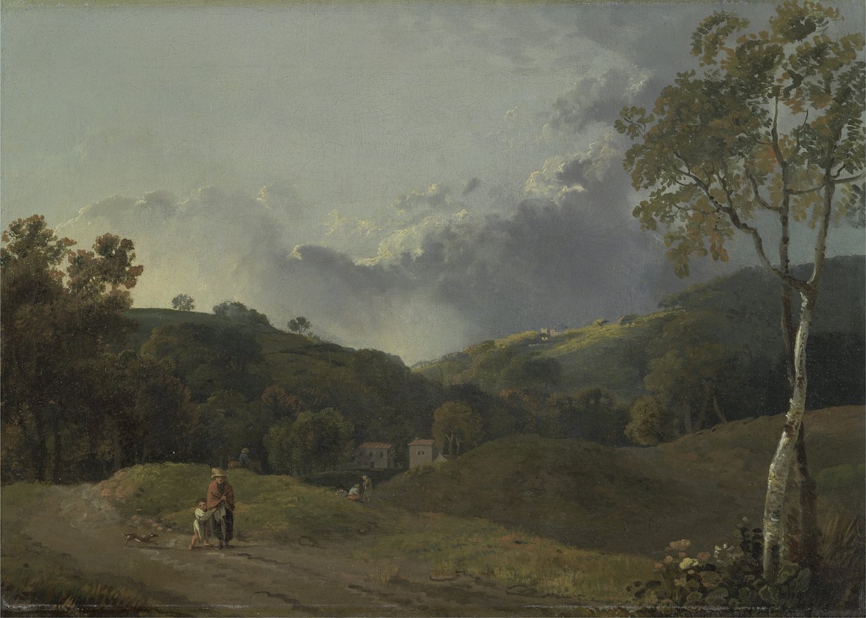 Paisagem com Cottagers de George the Elder Barret
