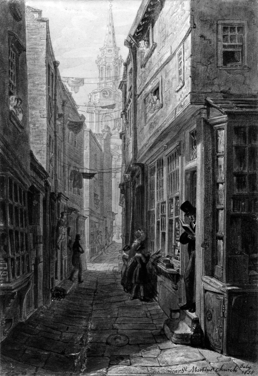 Church Lane, perto de St. Martin&39;s in the Fields Londres, 1828 (litografia) de George the Elder Scharf