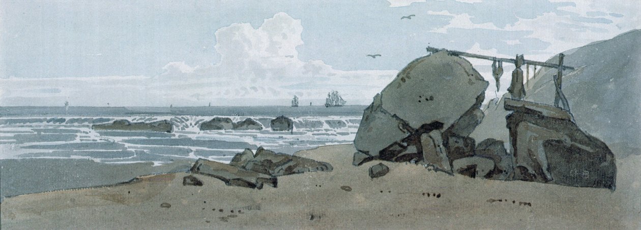 Cena da costa, ilha de Wight de George the Younger Barret