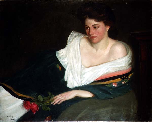 Retrato de uma senhora num sofá de George Charles Aid