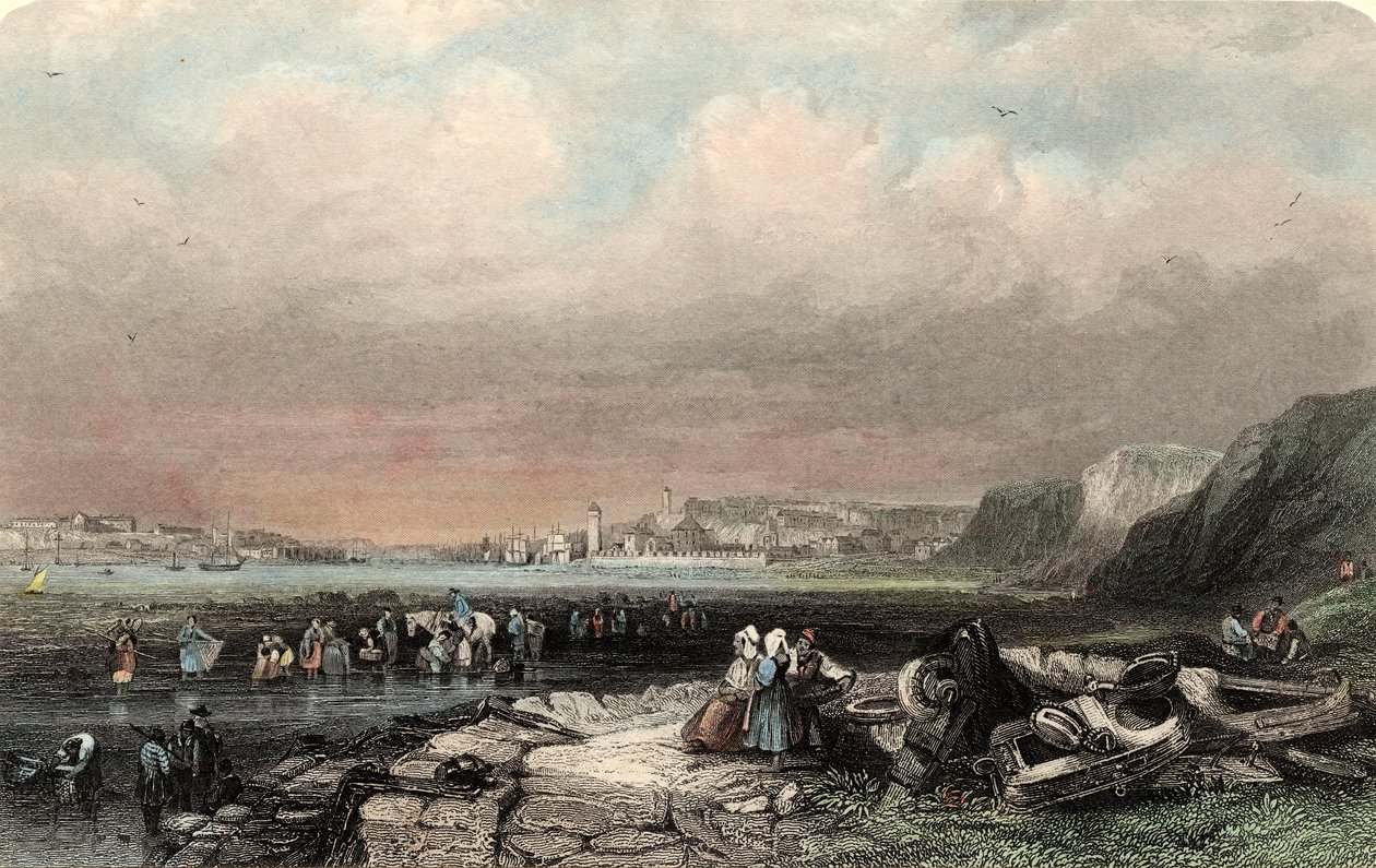 Entrada para Shields Harbour, gravada por W. Finden de George (after) Balmer