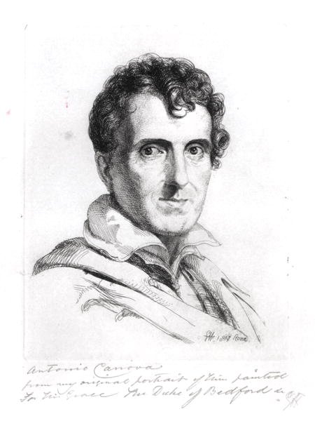 Retrato de Antonio Canova (1757-1822) 1817 (gravura) (foto a p/b) de George (after) Hayter