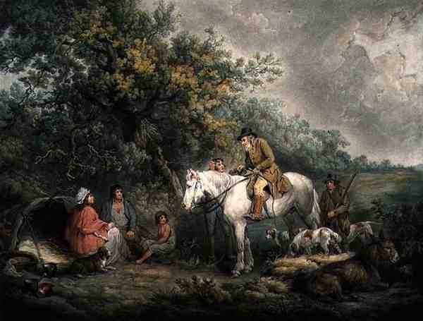 Manhã, ou The Benevolent Sportsman, gravado e pub. por Joseph Grozer (c.1755-99) de George (after) Morland