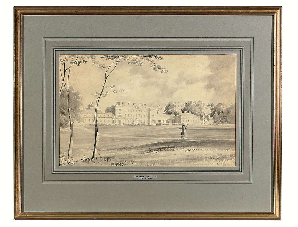 Carton House, Co. Kildare, sede do Duque de Leinster (lápis e lavagem cinzenta) de George (after) Petrie