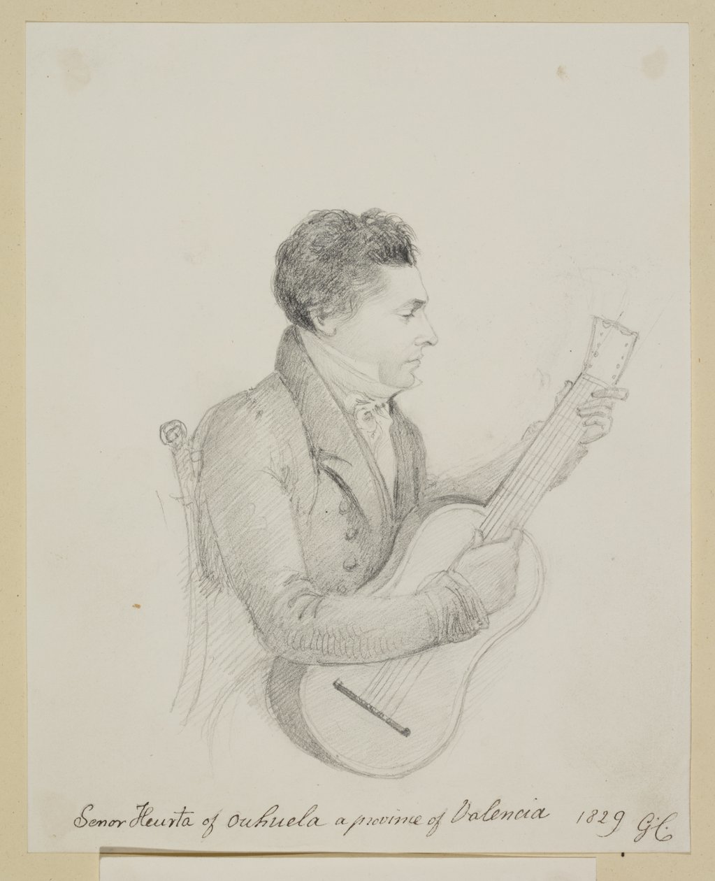 Señor Huerta de Orihuela, Valência, tocando guitarra de George (attr. to) Cumberland