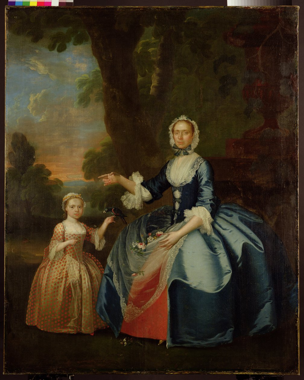 Retrato da Sra. Dawson de Retford e da sua filha, c.1749 (óleo sobre tela) de George (attr.to) Stubbs