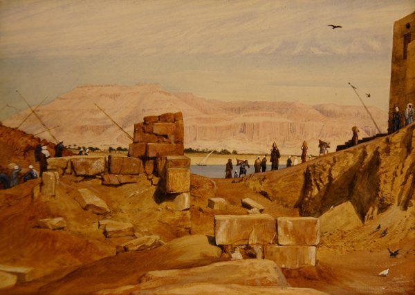 Figuras no Trabalho, Luxor (lápis e aguarela sobre papel) de George 9th Earl of Carlisle Howard