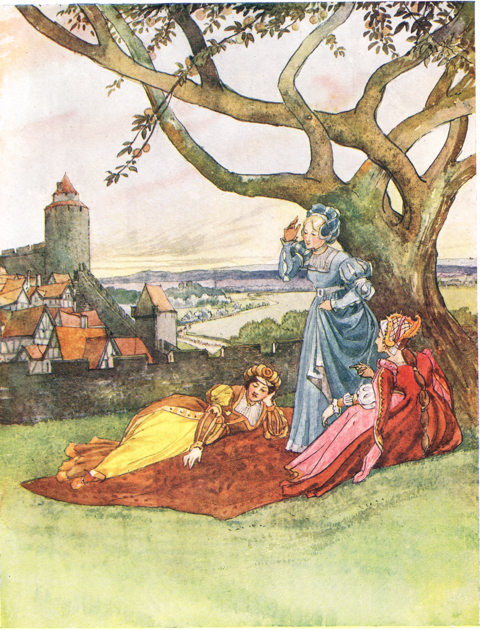 As três princesas, ilustração de &39;A Picture Song Book&39;, 1910 de George, 9th Earl of Carlisle Howard