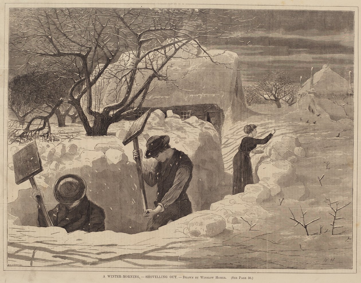 Uma Manhã de Inverno, - Escavando de George A. Avery after Winslow Homer