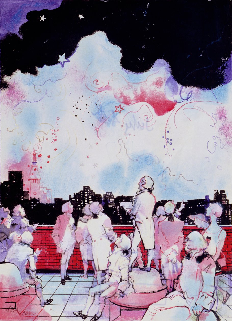 4 de julho (Macys Fireworks) (tinta aguada e guache sobre papel) de George Adamson