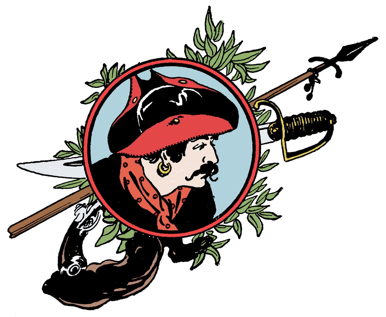 Medalhão com retrato da Ilustração Pirata de "The Boy