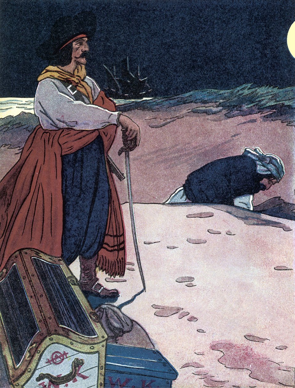 O tesouro está enterrado Ilustração de "The boys book of pirates" de George Albert Williams (1875-1932) 1914 de George Alfred Williams