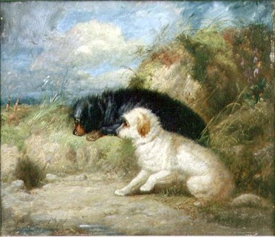 Terriers por um buraco de coelho de George Armfield