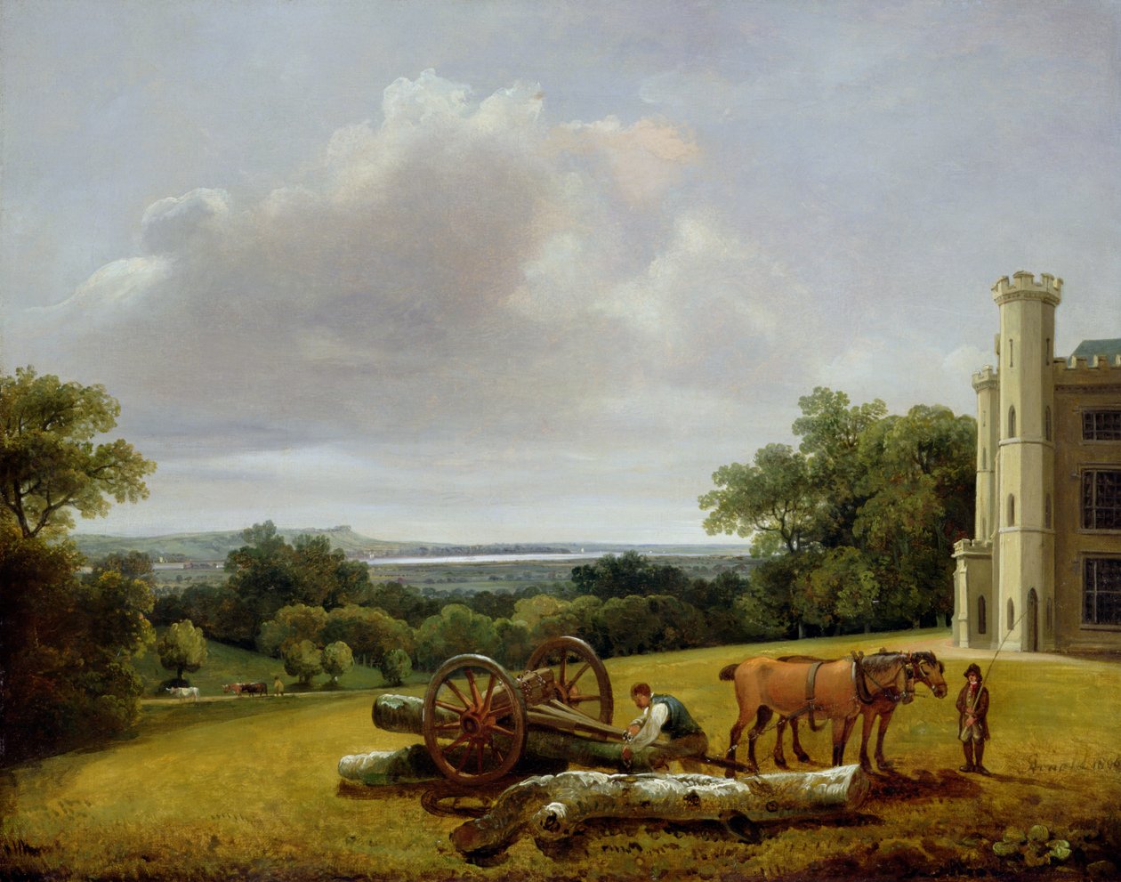 Carregamento de um vagão de madeira no Castelo de Cave, Yorkshire de George Arnald
