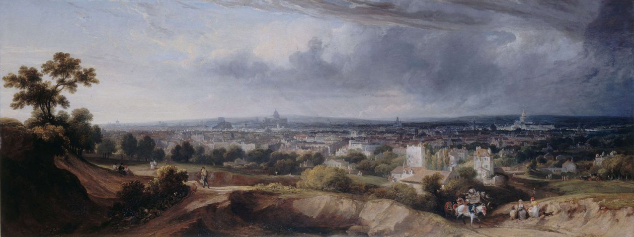 Paris, vista das alturas de Montmartre, 1822. de George Arnald