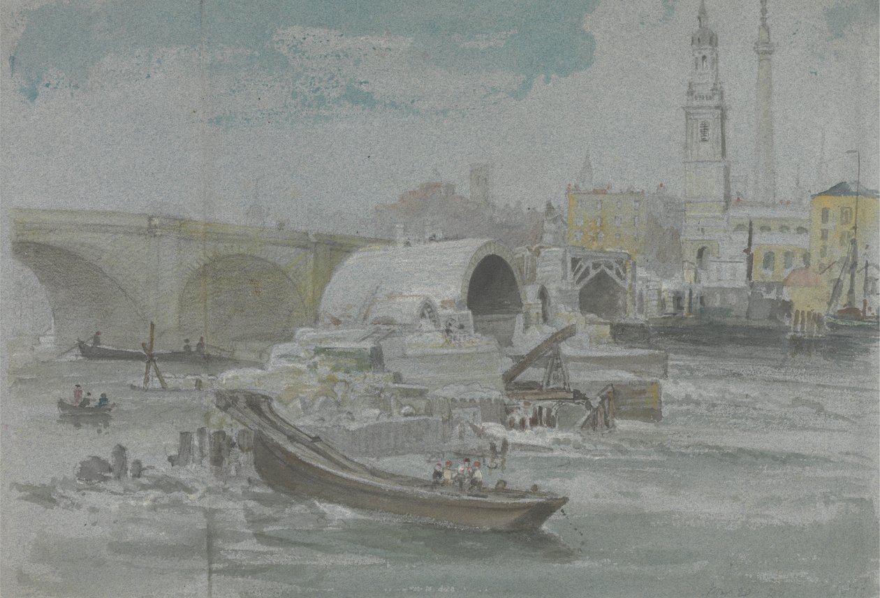 A Demolição da Velha Ponte de Londres de George Arnald