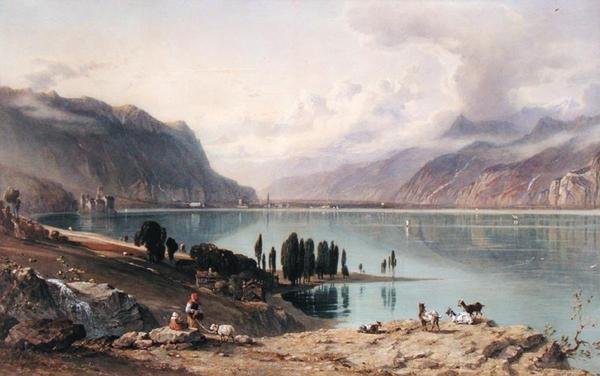 Uma Vista do Lago de Genebra de George Arthur Fripp