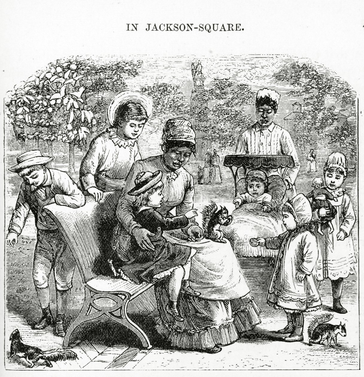 Em Jackson Square, Nova Orleans, ilustração de "America Revisited... (gravura) de George Augustus Sala