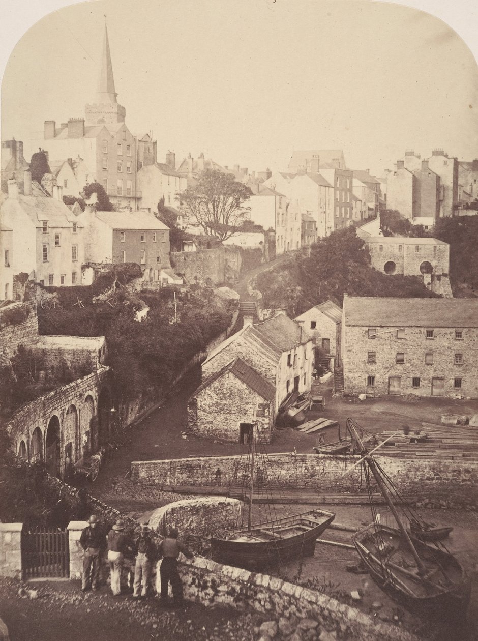 Parte da cidade e porto de Tenby, 1853. de George B. Stokes