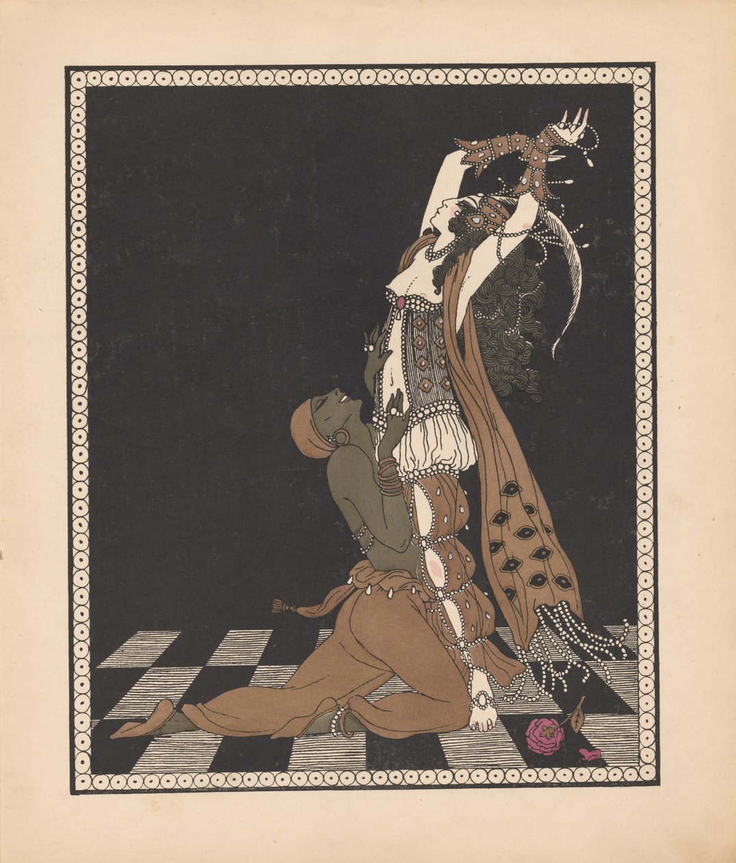 Ida Rubinstein e Vaslav Nijinsky no balé Scheharazade de George Barbier