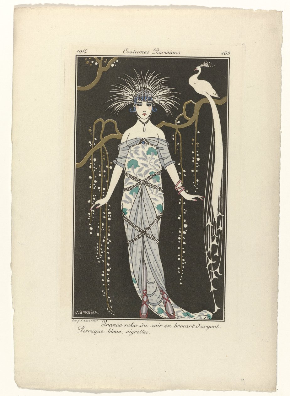 Journal des Dames et des Modes, Costumes Parisiens, 1914, nº 168: Grande vestido de noite (...) de George Barbier