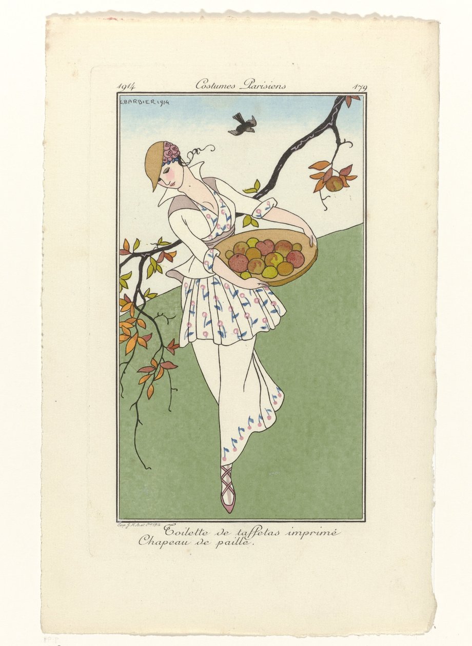 Journal des Dames et des Modes, Costumes Parisiens, 1914, nº 179: Banheiros em tafetá (...) de George Barbier