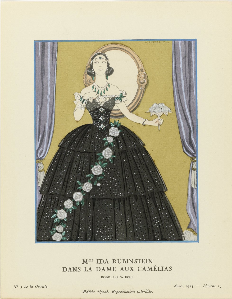 Mme Ida Rubinstein em La Dame aux Camélias, Gazette du Bon Ton , 1923. de George Barbier