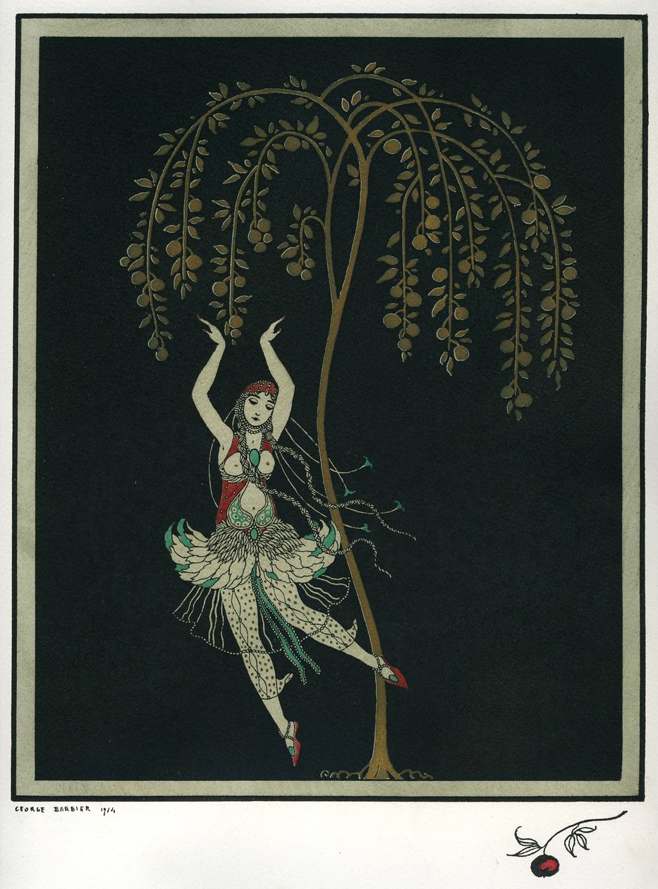Tamara Karsavina no balé O Firebird por I. Stravinsky de George Barbier