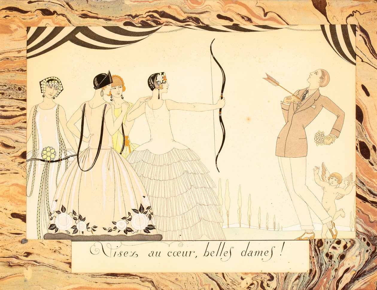 Apontem para o coração, lindas senhoras! De Le Bonheur du Jour ou, Les Graces à la Mode, 1924. de George Barbier