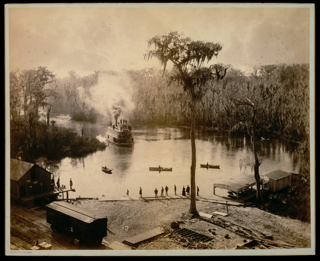 [Vapor de roda traseira a chegar a Silver Springs, Florida, após uma viagem nocturna pelos rios St. Johns, Oklawaha e Silver] de George Barker