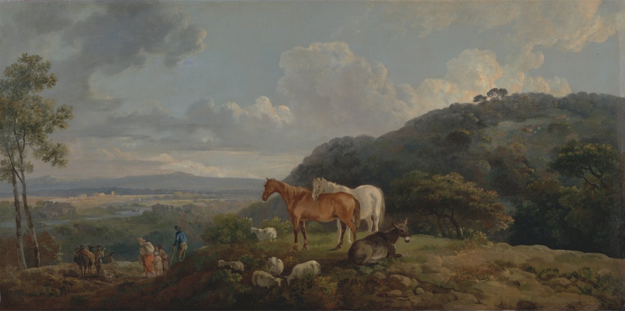 Bom dia: Paisagem com Éguas e Ovelhas de George Barret