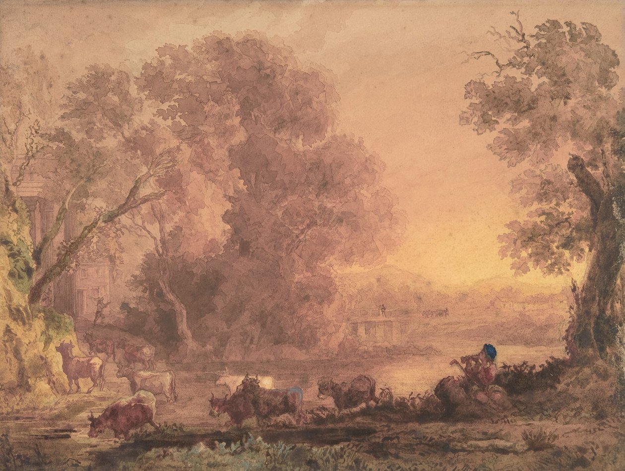 Paisagem Arcádia, 1820-42. de George Barret the Younger