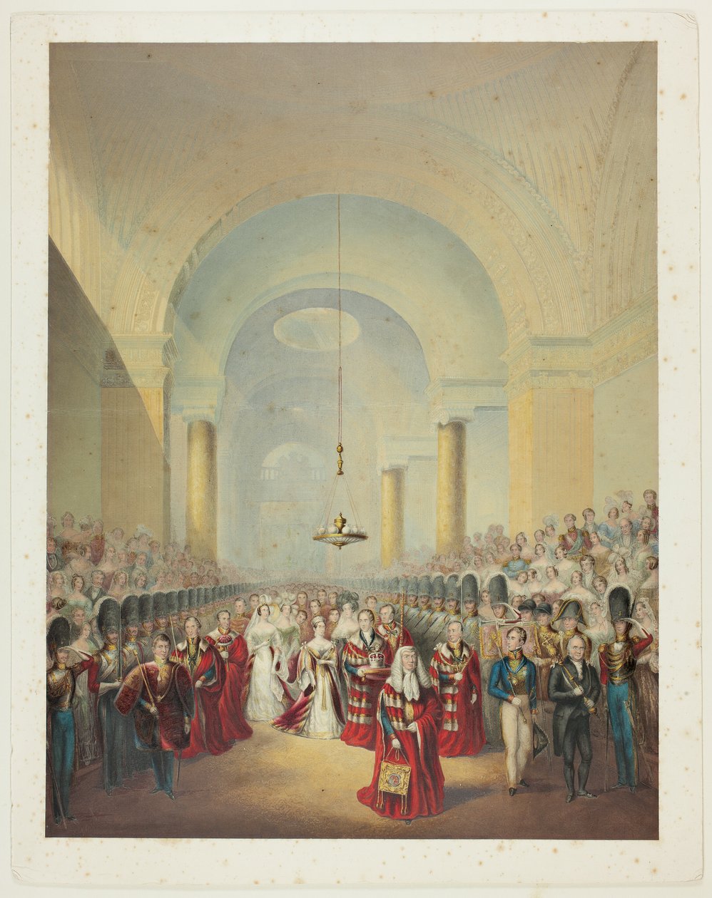 Chegada de Sua Majestade Graciosa à Câmara dos Lordes para a abertura do primeiro Parlamento do seu reinado de George Baxter