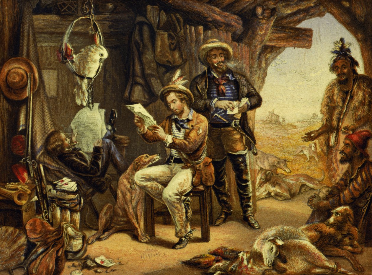 Austrália: News from Home (imprimir) de George Baxter