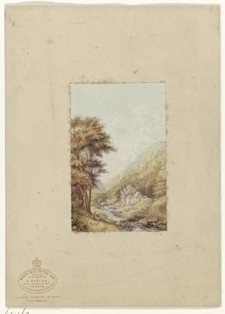 Paisagem montanhosa com riacho
Moinho de água sobre o Wye (título sobre o objecto) de George Baxter