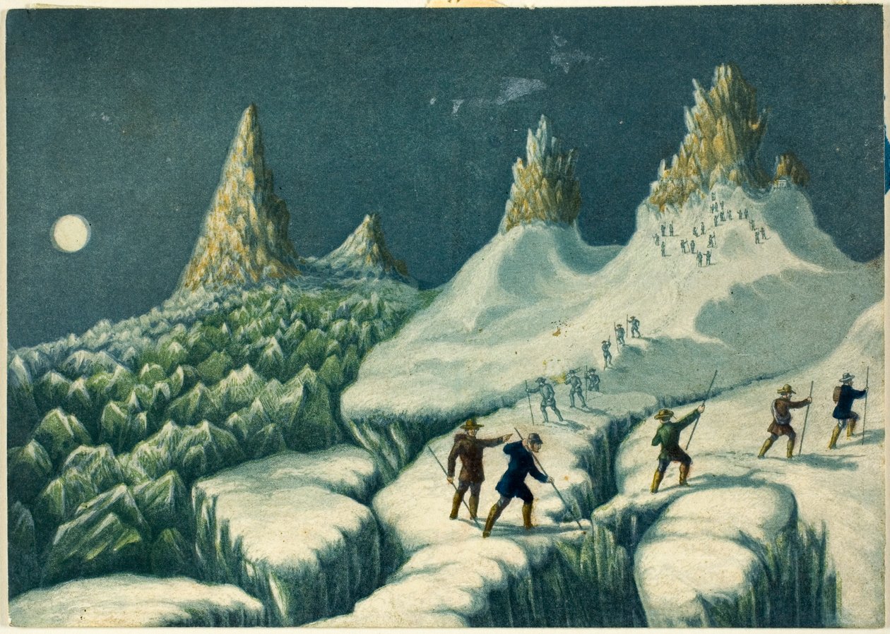 Partida dos Grands Mulets, de "Ascensão do Monte Branco" de George Baxter